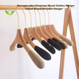 HSWDT283015 Adult Wood Velvet Flocking Nonslip Suit Coat Clothes Hanger