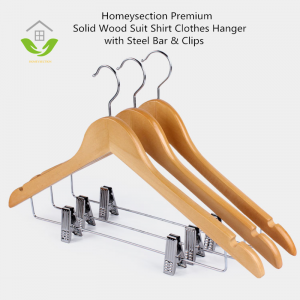 HSWDT66010 Clothes Shirt Hanger with Anti-slip Notch and Metal Bar Clips