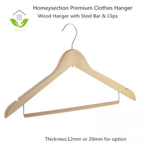 HSWDTC30001 Anti-Slip Wood Clothes Suit Hanger with Wood Bar
